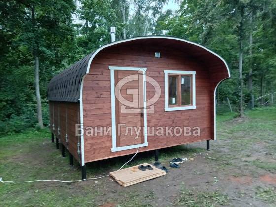 Баня «Буханочка» из бочковой доски 4х6